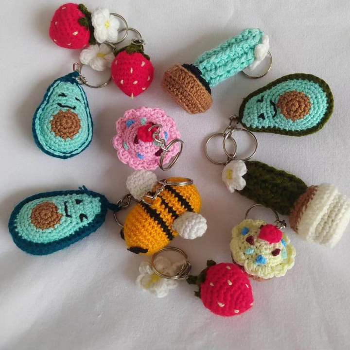 keychains, handmade crochet keychains