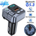 Car Bluetooth Receiver Usb U Disk Read Pd20W Fast Charging Digital Display Car Mobile Phone Adapter Fm Transmiter for Cellphones.