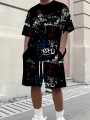 Hot Selling Men's Breathable Casual Short-Sleeved Shorts Set 3D Printed Outdoor Urban Street Top Shorts Casual Two-Piece Set. 