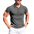 New Summer Polo Men Solid Stripe Fitness Elasticity Short Sleeve Polo Shirts for Men Fashion Stand Collar Mens Shirts. 