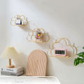 Creative Cloud Iron Shelving Wall Shelf Wooden Clapboard Nordic Style Decoration Children Room Decoration Display Stand. 