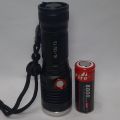 metalic body telescopic zoom flashlight torch 8800mah with battery indicator. 