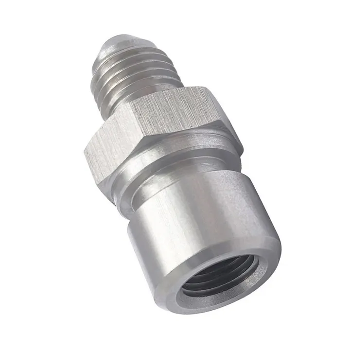 Stainless%20Steel%20Brake%20Line%20Adapter%203AN%20Male%20to%20M10x1.%200%20Female%20Metric%20Inverted%20Flare%20-%20Image%202
