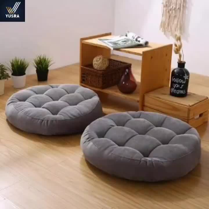 Velvet Floor Cushions Cushion Room Decoration Items Sitting Round Floor Cushion_Ball Fiber Filled Round Floor Cushions_1 Pair=2pcs