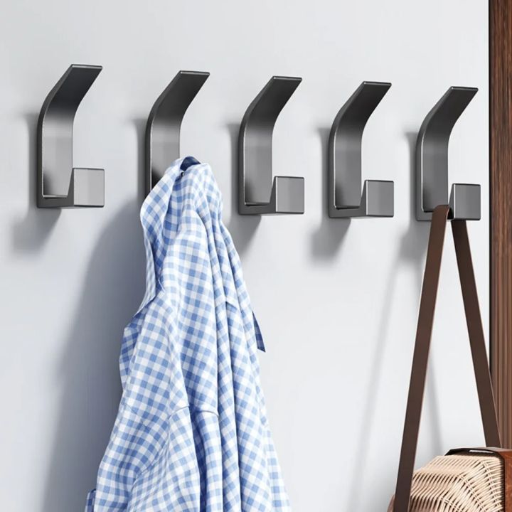 5PCS%20Wall%20Hooks%20No%20Drilling%20Double%20Hook%20Hanger%20Robe%20Hook%20Black%20White%20Towel%20Hook%20Key%20Holder%20Multifunctional%20Clothes%20Coat%20Hook%20-%20Image%204