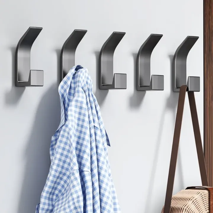 5PCS%20Wall%20Hooks%20No%20Drilling%20Double%20Hook%20Hanger%20Robe%20Hook%20Black%20White%20Towel%20Hook%20Key%20Holder%20Multifunctional%20Clothes%20Coat%20Hook%20-%20Image%204