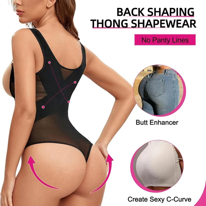 Mesh%20Thongs%20Bodysuit%20Shapewear%20Women%20Seamless%20Full%20Body%20Shaper%20Waist%20Slim%20Tummy%20Control%20Underwear%20Flat%20Belly%20Underbust%20Corset%20-%20Image%203