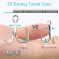 Treble Hooks 5X Strong Barbed Sharp Triple Fishing Hook for Freshwater and Saltwater 10pcs 2# 4# 6# 8# 10#.