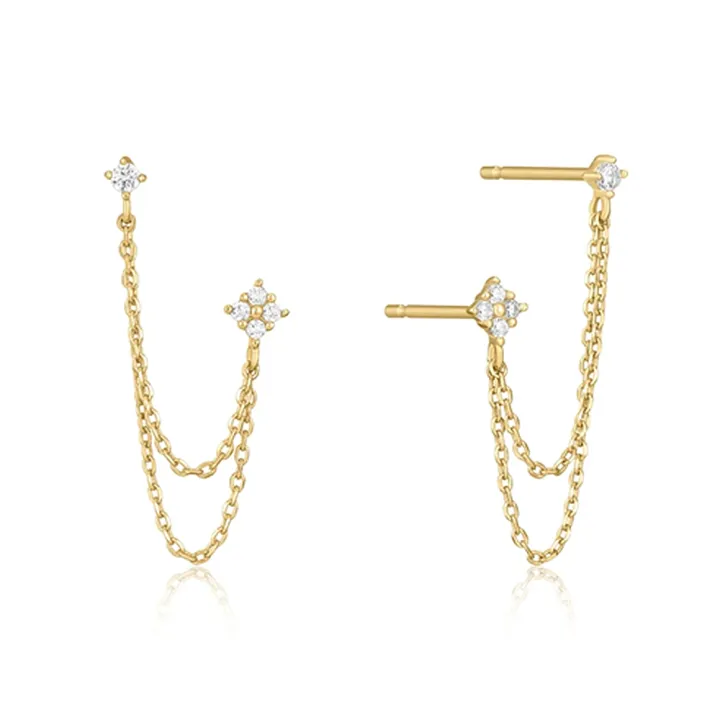 Huitan%20%20Double%20Ear%20Studs%20Tassel%20Chains%20Hanging%20Earrings%20for%20Women%20Ear%20Piercing%203%20Metal%20Color%20Luxury%20CZ%20Hot%20Jewelry%20-%20Image%203