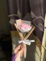 Handmade crochet rose with complementary khaaki wrapping/ crochet rose. 
