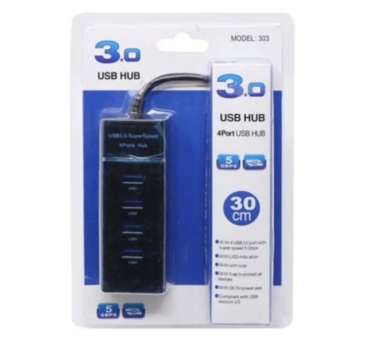 4 Port 3.0 Usb Hub Black White USB 3.0 Hub With LED Indicator