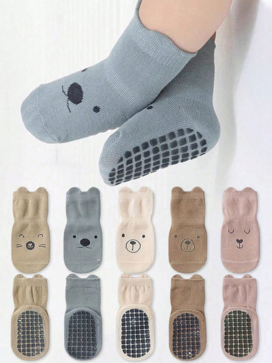 5 Pairs of Baby Floor Socks for All Seasons Kidsren's Non-Slip Baby Toddler Socks Soft Bottom Indoor Cute Boys and Girls Socks
