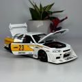 1:24 Nissan Skyline Ares GTR R34 Alloy Modified Wide Body Sports Car Model Diecast Raing Car Model Sound and Light. 