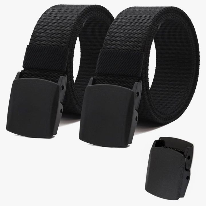 Pack of 2 Breathable Nylon web Canvas Fabric Belt with Plastic Buckle