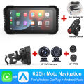 Freedconn Wireless CarPlay Android Auto 6.25 inch Carplay Motorcycle DVR Navigation GPS Digital Dashboard Display Screen. 