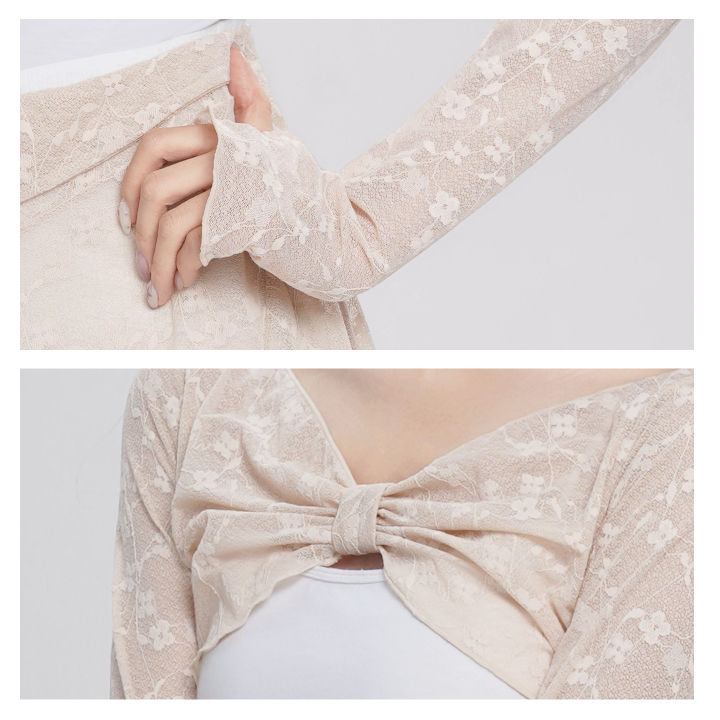 Women%20Floral%20Lace%20Pleated%20Bow%20Dance%20Tops%20Long%20Sleeves%20Pullover%20Blouses%20Girls%20Soft%20Thin%20Tulle%20Casual%20Tees%20Yoga%20Training%20Crop%20Top%20-%20Image%206