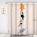 Cat Shower Curtain Kids Funny Cute Lovely Cartoon Kitten Pet Animal Climbing Door Hilarious Modern 12 Pack Hooks Polyester.