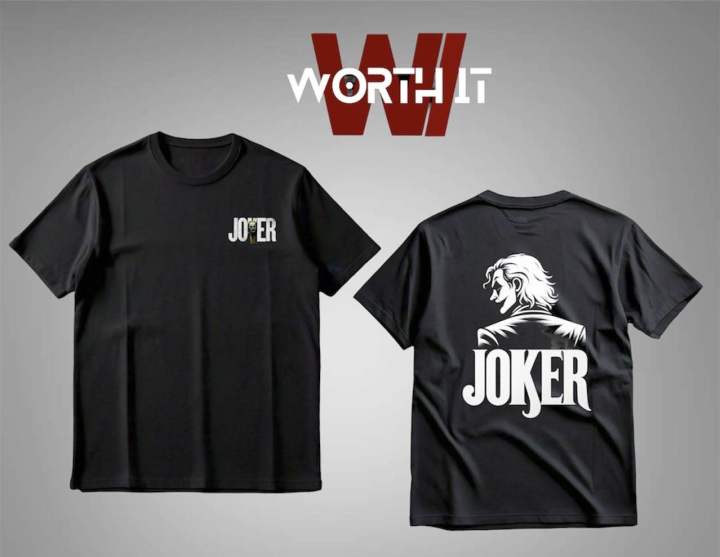 Worth it| Black Loose-Fit Joker Graphic T-Shirt for Men-Women A Statement Piece with Urban Flair