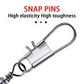 JSFUN 5 Size 100pcs/Pack Swivels Fishing Connector Pin Bearing Rolling Swivel Snap Fastlock Clips Fishhook Fishing Tackle.