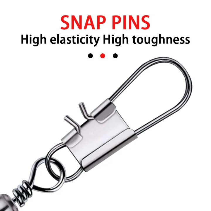 JSFUN%205%20Size%20100pcs/Pack%20Swivels%20Fishing%20Connector%20Pin%20Bearing%20Rolling%20Swivel%20Snap%20Fastlock%20Clips%20Fishhook%20Fishing%20Tackle%20-%20Image%205