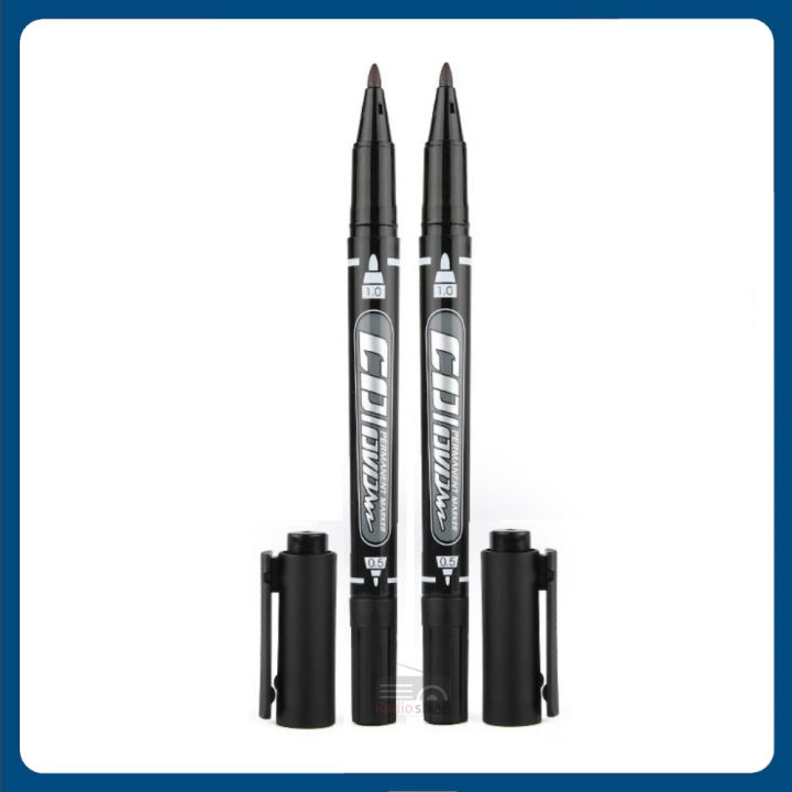 2pcs GXin G-107A Double Head Twin Tip CD DVD Oil-based Smooth Writing Permanent Marker Pen – Black