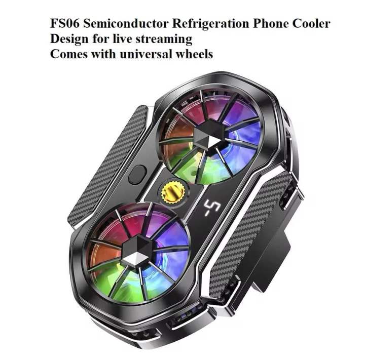 FS06%20Semiconductor%20Cooling%20Mobile%20Phone%20Cooler%20Radiator%20Dual%20Fans%20Digital%20Display%20for%20gaming%20and%20Live%20Streaming%20with%20Universal%20Wheel%20-%20Image%202