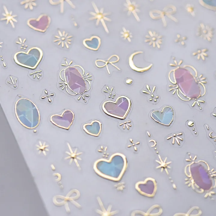 1pcs%205D%20Shell%20Light%20Nail%20Stickers%20Fashion%20Gold%20Border%20Love%20Heart%20Bowknot%20Moon%20Star%20Art%20Decal%20High%20Quality%20Manicure%20Decorations%20-%20Image%202