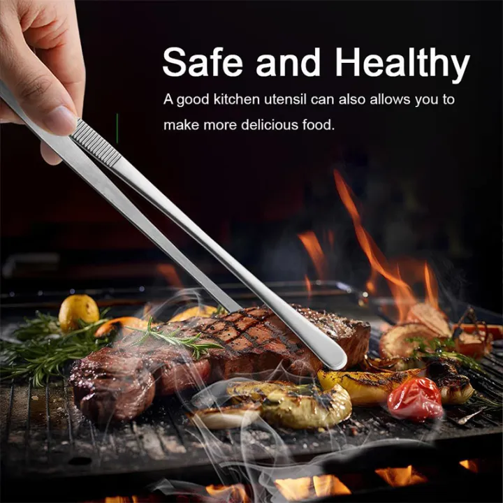 LMETJMA%202Pcs%20Kitchen%20Tweezers%20Heavy%20Duty%20Stainless%20Steel%20Food%20Tongs%20Chef%20Cooking%20Tweezers%20For%20BBQ%20Grilling%20Cooking%20JT349%20-%20Image%203