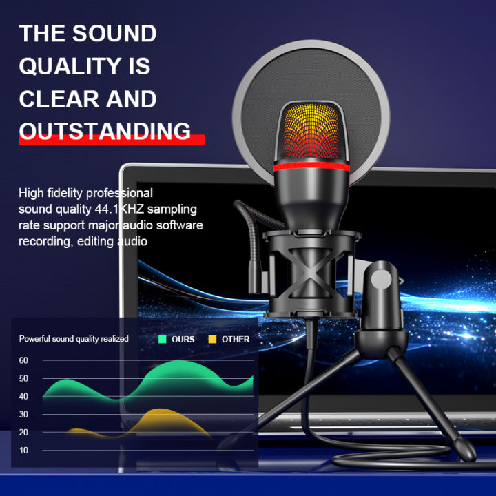Computer%20Condenser%20Microphone%20Professional%20For%20PC%20Laptop%20USB%20Wired%20Streaming%20Sound%20Live%20Podcast%20RGB%20Record%20Gaming%20Accessories%20-%20Image%202