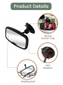 Small 2-in-1 Adjustable Car Mirror, Shatterproof with 360° Rotation & Suction Cups.