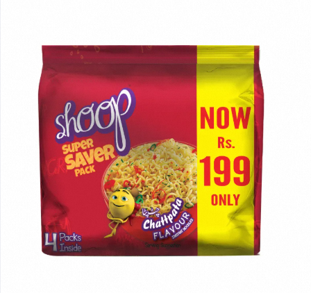 SHOOP INSTANT NOODLES CHATPATTA 65 GM (4X65G) RS 30 FLASHER
