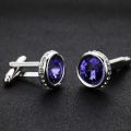 PINANNIE Men's Crystal Cufflinks for Wedding, Elegant Business Formal Dress Shirt Accessories, for Groom, Him, Father's Day.