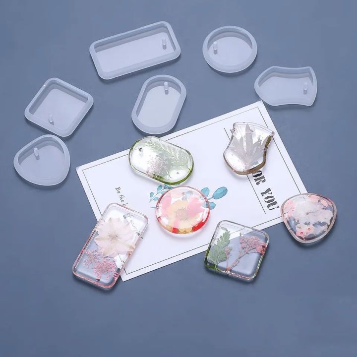 Resin keychain molds 6pcs/set DIY Epoxy Keychain Silicone Mold Resin Hanging Pendant Craft Moulds Mirror Effect Jewelry Necklace Pendant Silica Mold |ART COLLECTION (ISB)