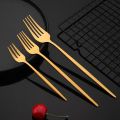 6Pcs Dinnerware Set Matte Gold Knife Fork Dessert Spoon Tableware Cutlery Set Stainless Steel Flatware Kitchen Dinner Set. 