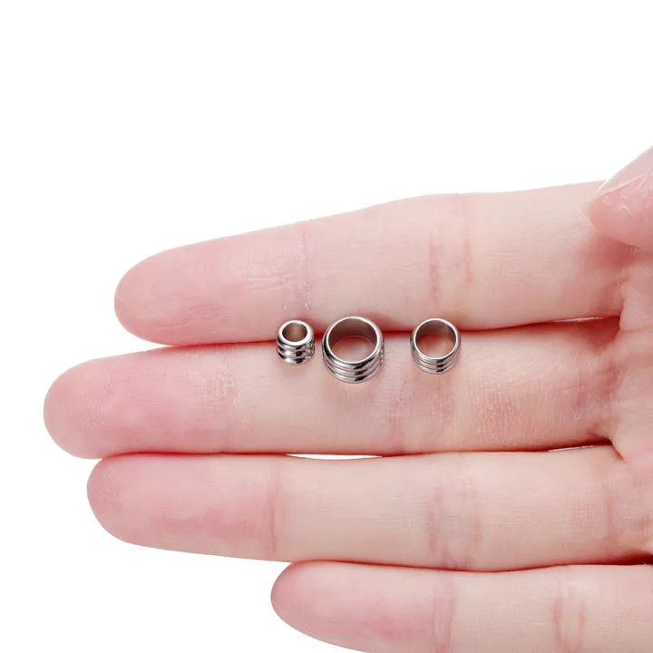 20pcs%203mm%205mm%206mm%20Stainless%20Steel%20Big%20Hole%20Spacer%20Beads%20DIY%20Charm%20Necklace%20Bracelet%20Jewelry%20Making%20Findings%20Accessories%20-%20Image%204