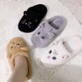 Winter Cute Cat Plush Slippers Women Indoor Comfortable Quiet Soft Sole Floor Slides Couples Winter Warm Fuzzy House Sandals.