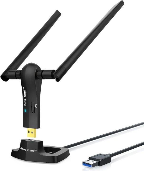 BrosTrend%201200Mbps%20Long%20Range%20USB%20WiFi%20Adapter%20for%20PC%20Desktop%20Laptop%20of%20Windows%2011/10/8.1/8/7,%20Wireless%20Adapter%20Dual%20Band%202.4GHz%20300Mbps%20+%205GHz%20867Mbps,%202X%205dBi%20High%20Gain%20Antennas,%20USB%203.0%20Cradle%20-%20Image%202