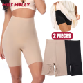 Anti Chafing Slip Short Women High Waist Safety Boyshort Invisible Under Dress Seamless Underwear Cool Smooth Control Panty 2PCS. 