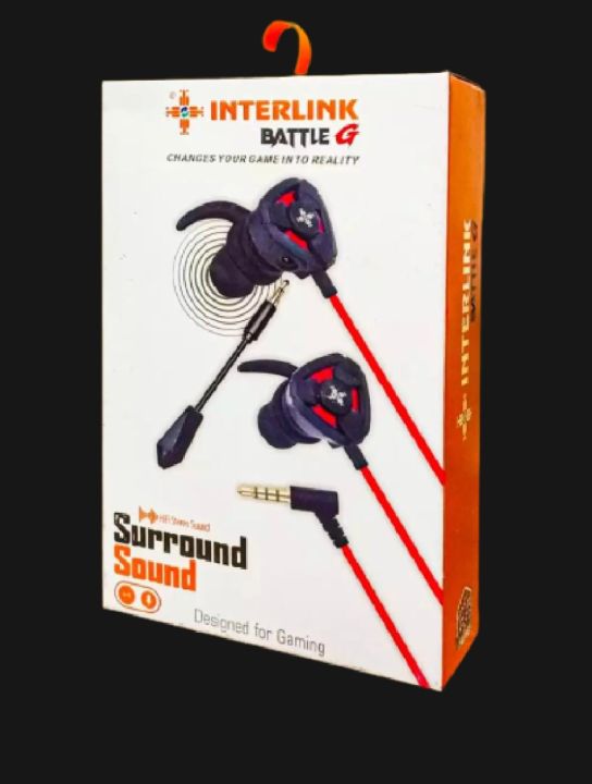 Interlink Gaming Handfree - Wired Gaming Earphones - Gaming Headset - Pubg/Cs/Cod/Fortnite Gaming Handsfree - In Ear Gaming Earphones - Noise Cancelling Stereo with Mic HD Build In Mic Handfree - Clear Sound - Designed For Gaming