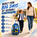 3Pcs Rolling Backpack for Boys, Kids Roller Wheels School Bookbag with Lunch Bag, Wheeled School Bag for Children. 