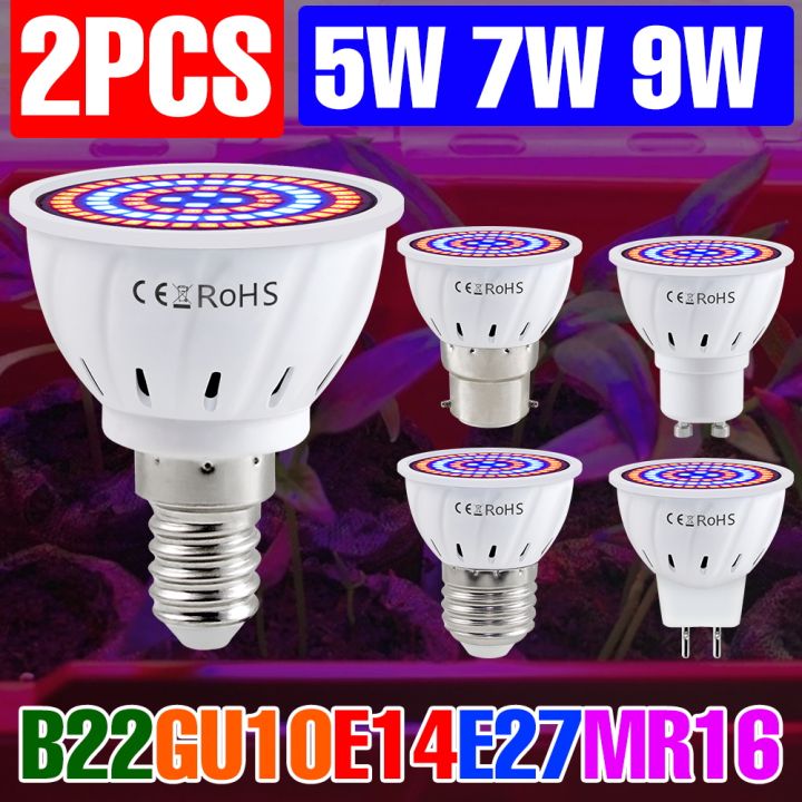 9W LED Full Spectrum Grow Bulb E27 Indoor Hydroponic Growth Box E14 ...