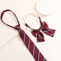Handcrafted JK-style striped necktie & bow tie - youthful school uniform accessory. 