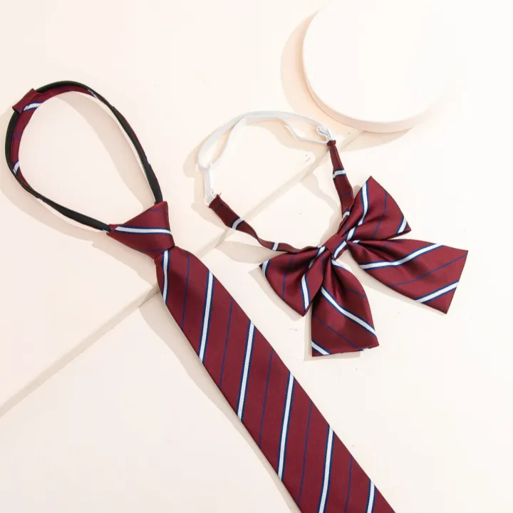 Handcrafted%20JK-style%20striped%20necktie%20&%20bow%20tie%20-%20youthful%20school%20uniform%20accessory%20-%20Image%203