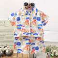 0-5Y Kids Baby Boy Clothes Summer Floral Print Sets 2Pcs Short Sleeve Shirt+Shorts Child Boy Beach Wear Casual Outfits.