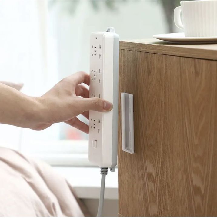 Shelves for wall self Adhesive power strip fixer Punch free Socket Holder, Self-Adhesive Desktop Socket Fixer, Cable Management Punch Free Surge Protector, Desktop Mountable Plug-in Socket Fixer Bracket Stand