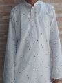 Dhuti cloth with some print 100% cotton guarantee  panjabi [ Slim Fit ]. 