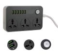 2500W 3.4A Power Socket With 3 Anti-Static AC Sockets And 6 Intelligent USB Charging Ports. 
