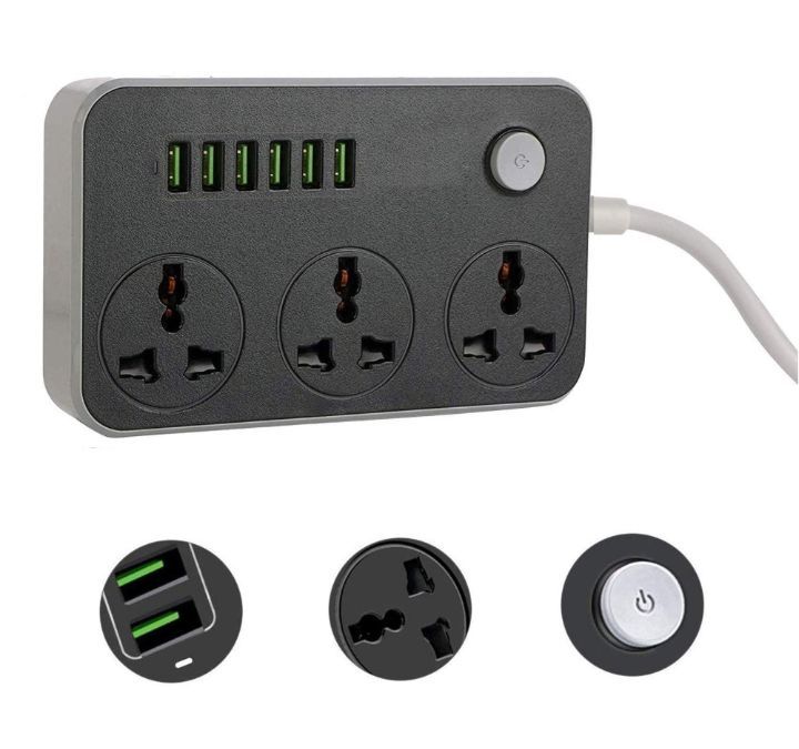 2500W%203.4A%20Power%20Socket%20With%203%20Anti-Static%20AC%20Sockets%20And%206%20Intelligent%20USB%20Charging%20Ports%20-%20Image%204