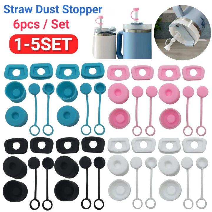 Cup Accessories Set Including 6 Pcs Silicone Spill Proof Stopper, 2 Pcs Straw Cover Cap For 9-10 Mm Straws, 1 Pcs Silicone Boot For Stanley Cup 40oz & 30oz Tumbler (Peony