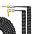 Curly Musical Instrument Audio Guitar Cable Cord 1/4 Inch Straight to Right-angle Gold-plated TS Plugs PU Jacket for Guitar Bass. 